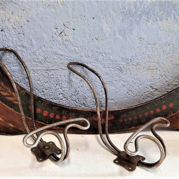 A French Flea market Find Set of 2 Iron Pegs/Home decor,Wall hanging,Cottage chic,Coat rack,Metal coat rack