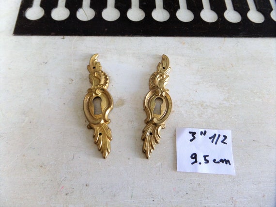 Antique Set of 2  French Escutcheon Bronze Ornate… - image 1