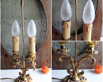 BOUILLOTE desk lamp Louis XVI Style Bronze Two arms Candelabra