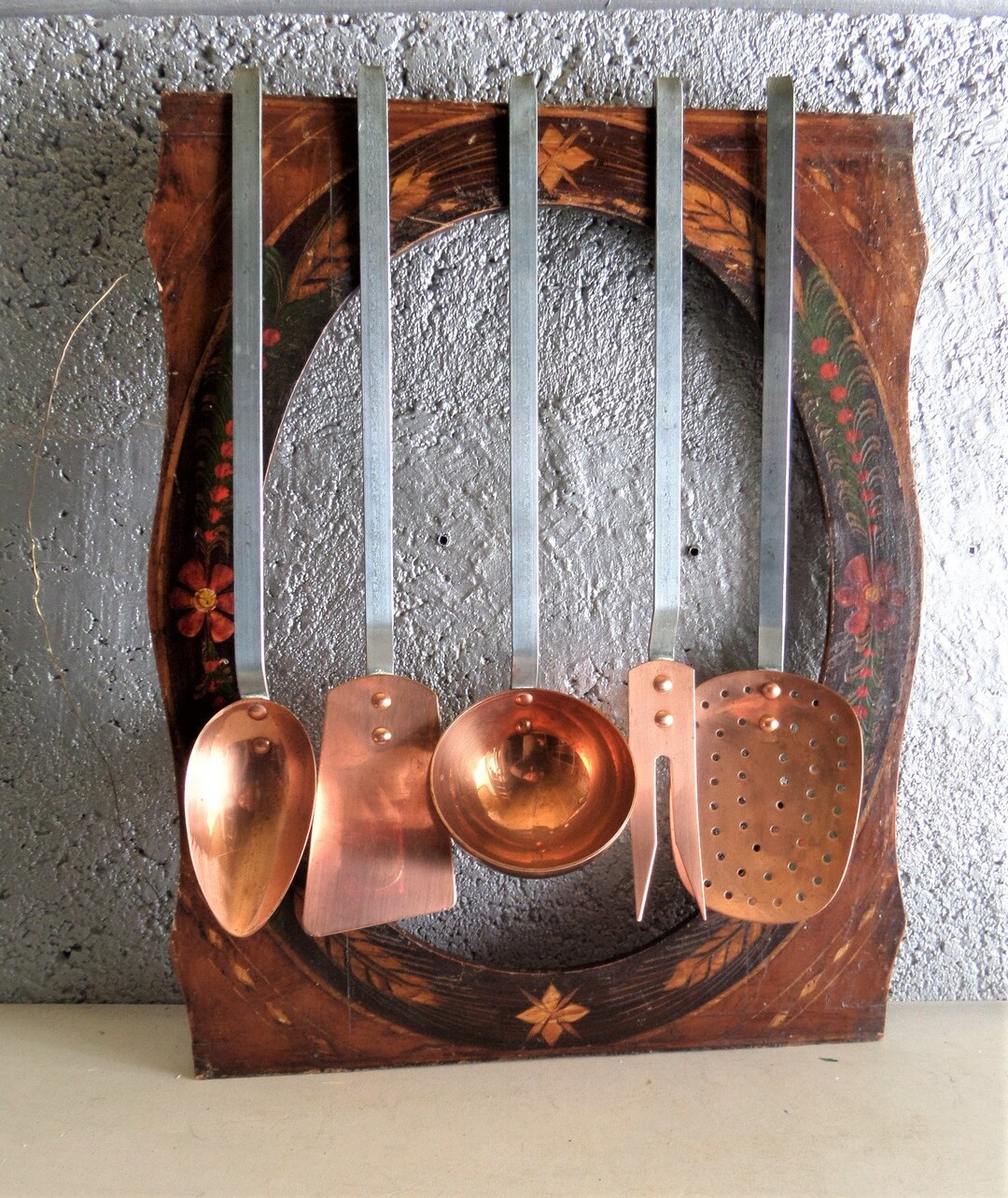 French Vintage Copper Brass Kitchen Utensils Set of 5 Etsy