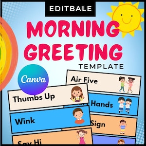 Editable Morning Greeting Signs Canva Template | Classroom Door Decor | Back to School Printable Poster | 2025 Teacher Resource