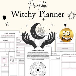 2025-2026 Witchy Planner: Tarot, Crystals, Moon Tracker (PDF Digital Download)