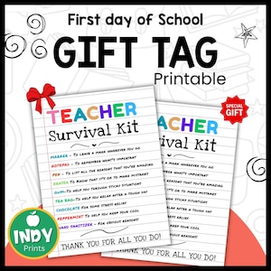 Teacher Survival Kit Gift Tag: Printable Back To School PDF