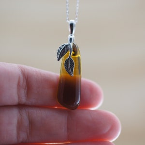 Tequila Brown Glass Necklace 1942 Don Julio Sterling Silver Upcycled Gift for Her Handmade Unique Upcycled Jewellery