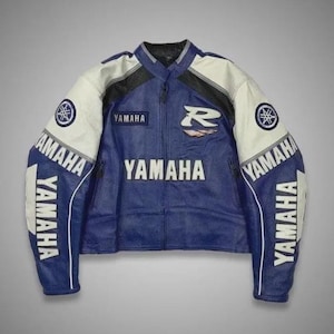 YAMAHA Motogp Racing Leather Jacket Handmade Vintage Motorcycle Biker Cowhide Leather Jacket, R1 Motorbike Jacket 90&#39;s, Gift for him/her