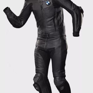 BMW Motorbike Riding Suit, Leather Sports Jacket Suit, Cowhide Leather Suit For Unisex, Gift For Him/Her