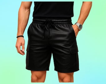 Handgefertigte Herren Slim Fit Ledershorts | Echtes Schafleder Festival Outfit | Gothic Streetwear Clubwear | Maßgeschneiderte Mode