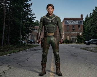 Soldier Boy leather Tactical Armor Cosplay Costume - The Boys Superhero Movie Olive Green leather Suit - Comic con Hero Body suit For Adult