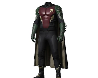 Handgefertigtes Robin Inspire Cosplay Kostüm für Kinder & Erwachsene, handgefertigtes Helden-Outfit aus Leder, futuristische Sidekick-Kampfausrüstung für Herren
