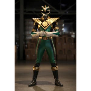 Zielony garnitur inspirowany Power Ranger dla mężczyzn, taktyczna zbroja do sztuk walki, ręcznie robiony strój superbohatera inspirowany filmem retro
