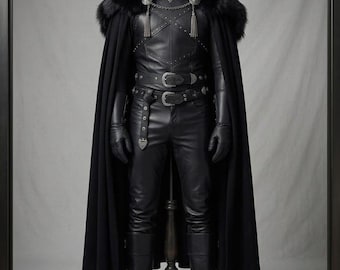 Jon Snow Gothic Black Leather Armor Cosplay Costume -Game Of Thrones Hero gothic Leather Outfit -Handmade Black Cowhide Leather Cosplay Suit