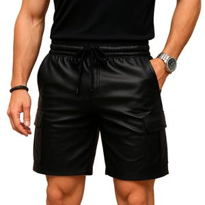 Handmade Sheep Leather Shorts for Men – Slim Fit Real Leather Shorts with Lace Up Detail, Unique Gift for Him