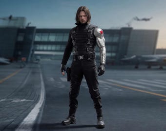 Winter Soldier Cosplay Outfit For Men - Marvel Superhero Leather Tactical Costume - Handmade Premium Cowhide Leather Body Outfit  For Adult