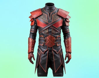 Dragon Warrior Leather Vest Black & Bronze Gothic Fantasy Armor Assassin Warlord Costume for Cosplay  LARP Cowhide Steampunk Dragon leather