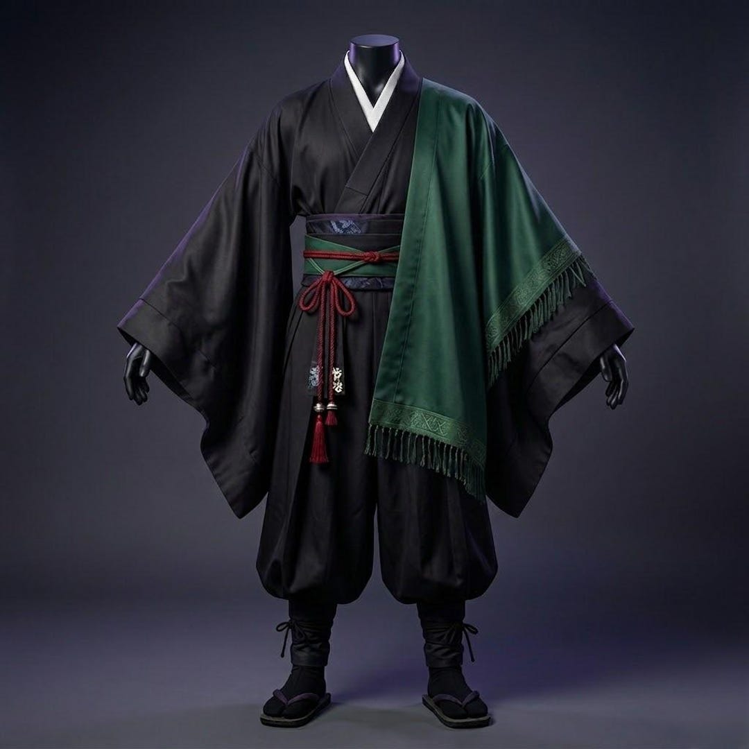 Villian Robe Men's Black Handmade Premium Cursed Sorcerer Inspired Tactical Robe ...