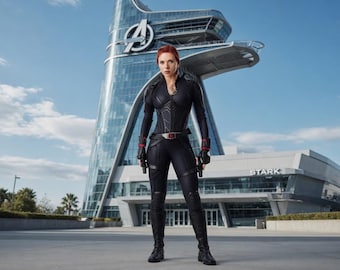 Black Widow Slim Fit Cosplay Costume - Marvel Heroine Black Tactical Jumpsuit Outfit - Handmade Premium Black Spandex Jumpsuit For Women