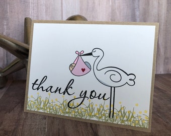 Thank You Cards - Baby Girl (set of 8) - Hand Stamped