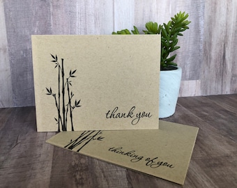 Bamboo Thank You / Thinking of You (set of 8) - Hand Stamped