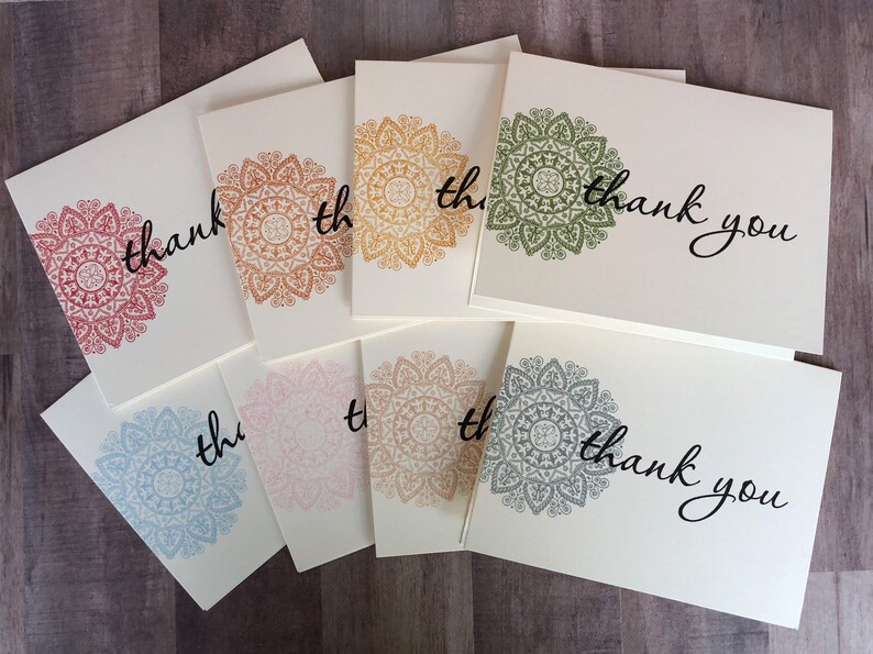 Thank You Cards Medallion set of 8 Hand Stamped image 10