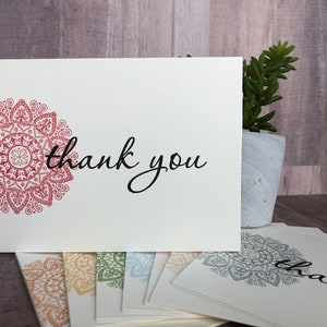 Thank You Cards Medallion set of 8 Hand Stamped image 1