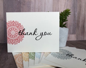 Thank You Cards - Medallion (set of 8) - Hand Stamped