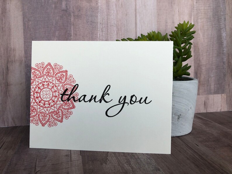 Thank You Cards Medallion set of 8 Hand Stamped image 2