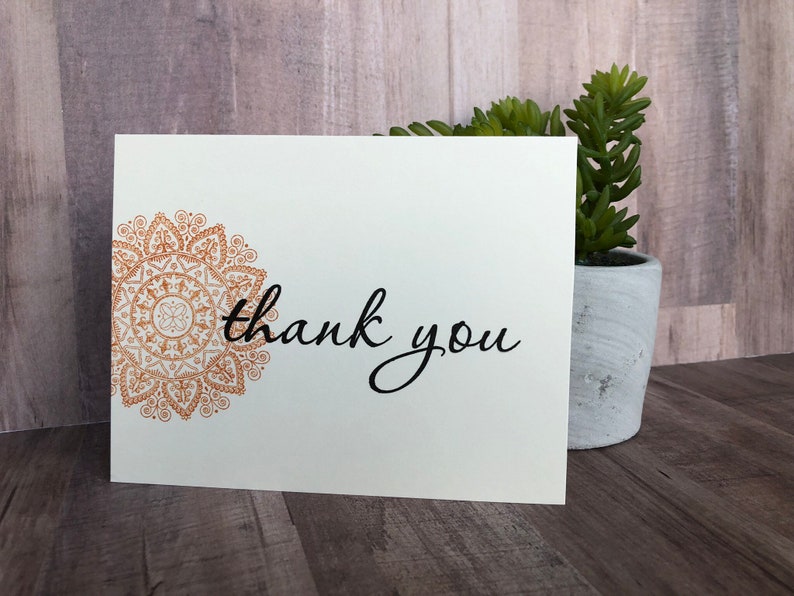 Thank You Cards Medallion set of 8 Hand Stamped image 3