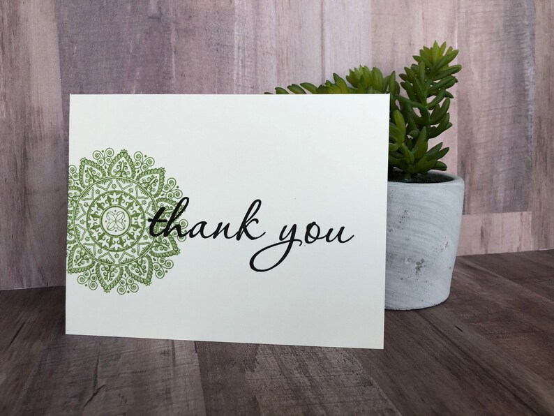 Thank You Cards Medallion set of 8 Hand Stamped image 5