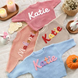 Personalized Baby Name Sweater, Custom Baby Name Sweater, Hand-Embroidered Baby Sweater with Name, Baby Shower Gifts, First Birthday Gift