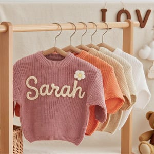 Custom Name Baby Sweater,Hand Embroidered Toddler Sweater, Personalized Baby Sweater, Custom Keepsake, Soft Baby Toddler Sweater, Baby Gift