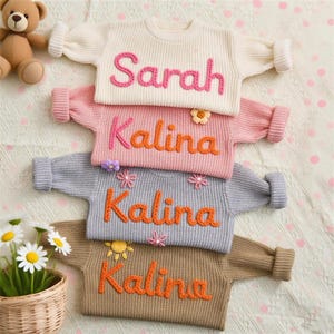 Personalized Baby Name Sweater,Custom Embroidered Children Sweatshirt, Knit Sweater Toddler, Baby Sweater with Name, Baby Birthday Gifts