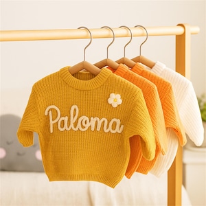 Custom Baby Name Sweater, Personalized Baby Gift, Embroidered Knit Jumper, Baby Shower or Christmas Outfit, Baby Girl or Boy Birthday Gift