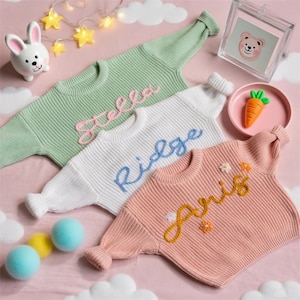 Custom Baby Sweater with Name, Customized Baby Gifts, Personalized Baby Name Sweater, Knit Sweater Toddler, Baby Shower Gifts, Gift For Kids
