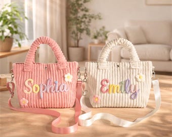Bolso bandolera personalizado, bolso para niño pequeño, bolso de pana, regalo para niño pequeño, regalo para la vuelta al cole, bolso bandolera de viaje, regalo para baby shower