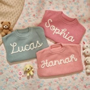 Personalized Hand embroidered Name Baby Sweater, Custome Baby Name Sweater, Baby Girls Sweater With Name, Birthday Gift For Baby Girls Boy