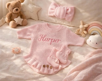 Pelele bordado personalizado para bebé, traje personalizado con nombre para recién nacido, traje para volver a casa, body para bebé, regalo para baby shower, regalo para el primer cumpleaños.