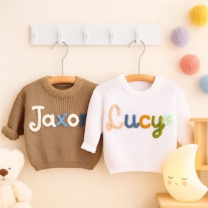 Personalized Embroidered Baby Name Sweater, Custom Newborn Gift