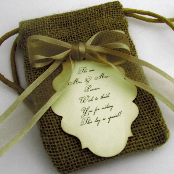 Items similar to 20 Burlap Wedding Favor Bags Ribbon