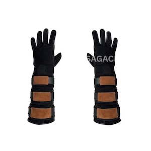 Anakin Skywalker Gloves Star Wars Clone Wars Leather XL - Cosplay Costume Replica Black