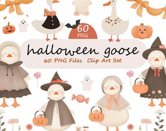 Lindo ganso de Halloween: imágenes PNG de acuarela (300 ppp)