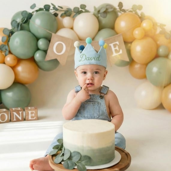 Personalized Baby Crown, Newborn Photo Prop, First Birthday Outfit