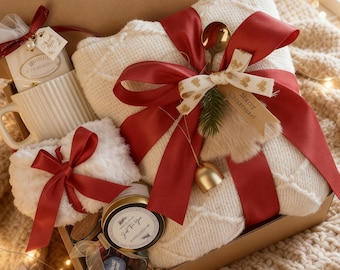 Luxury Christmas Gift Box, Basket for Women, Cozy Care Package, hug in a box