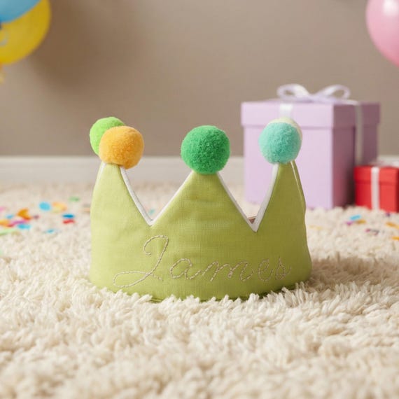 Personalized 1st Birthday Crown, Embroidered Name Crown, Baby Keepsake
