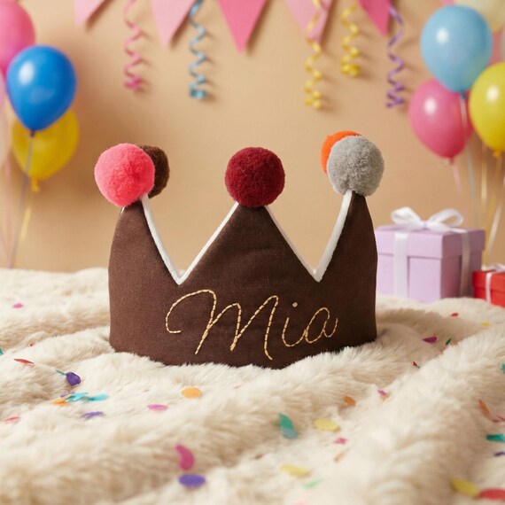 Personalized First Birthday Crown - Custom Name Wild One Cake Smash Prop