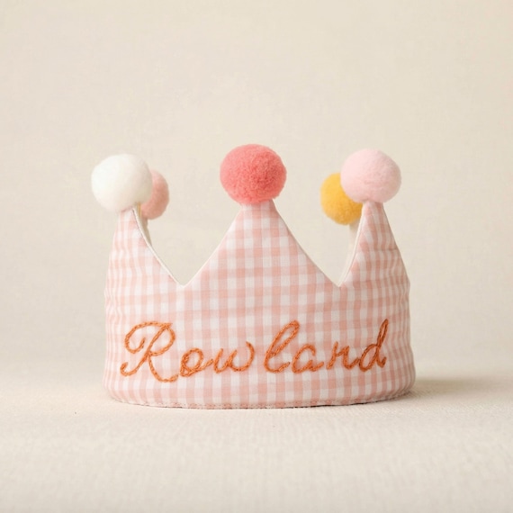 Personalized Name 1st Birthday Crown, Hand Embroidered Birthday Crown, Birthday & Party Hat,  Personalized Baby Keepsake, Personalized Gift