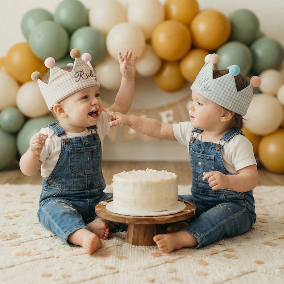 Personalized Hand Embroidered Birthday Crown, Custom Name Mothers Day Gift, Heirloom First Birthday Outfit, Stitched Keepsake