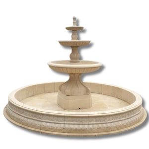 Elegant 3-Tier Sand Stone Fountain - Handcrafted Outdoor Garden Water Feature, Luxurious Centerpiece