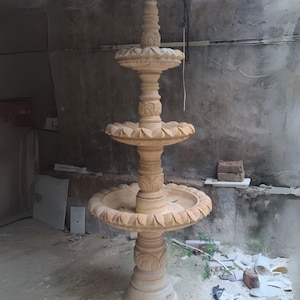 Sand stone Fountain 3-Tier Water Feature Outdoor Garden Décor Stone Fountain for Home, Hotel and Apartment Décor