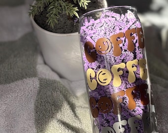 Retro Glass Cup-16 Oz Glass Coffee Can