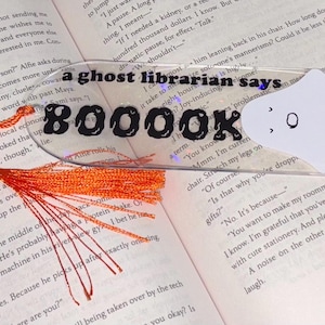 Holografische spookbladwijzer | Leuke boekenlegger voor Halloween BOOOOK met kwastje | Griezelig cadeau voor boekenliefhebbers, bibliothecarissen en docenten